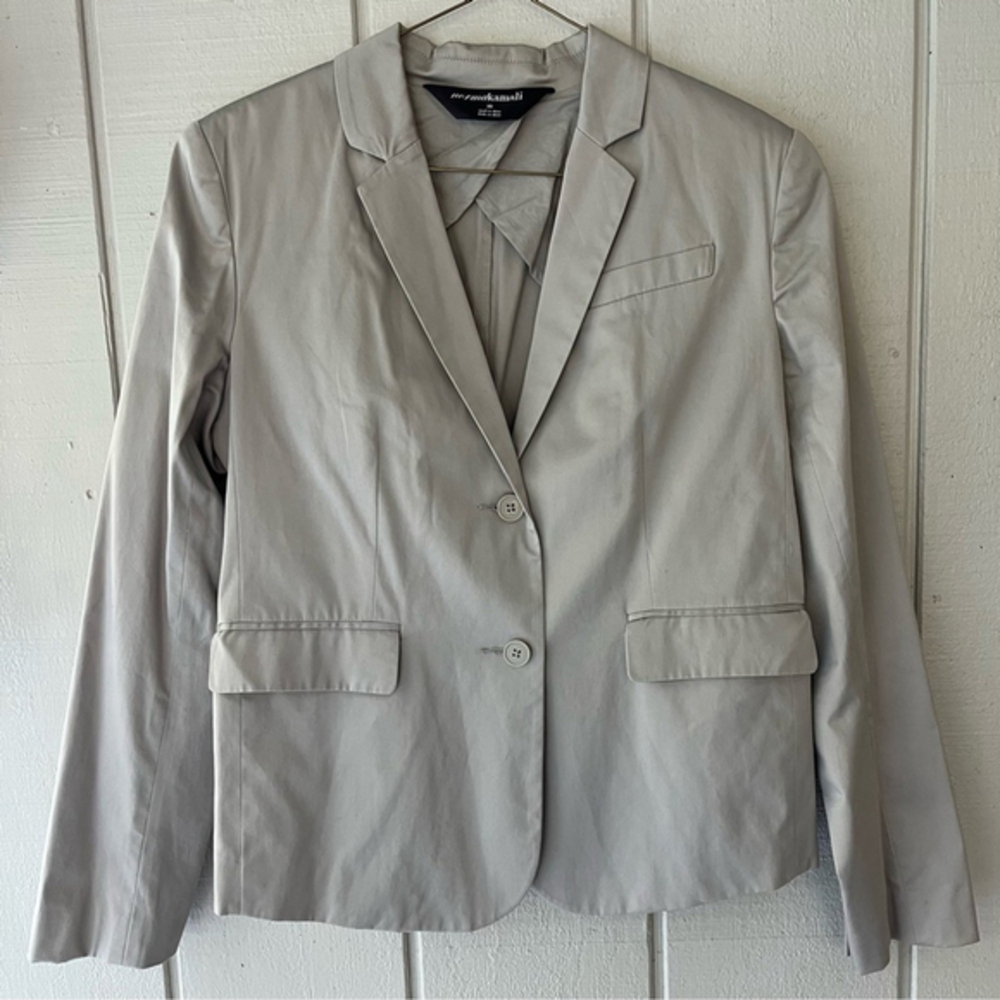 Norma Kamali Two Button Cotton Blazer Tailored‎ Suit Jacket Gray Size 10